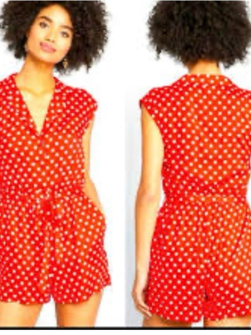 ModCloth red & white polka dot romper Sz XS